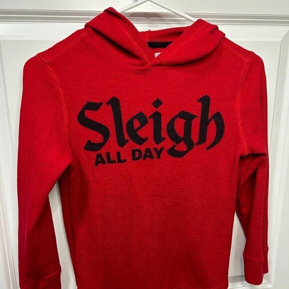 Crazy 8 Other - Kids M "Sleigh" Red Christmas Hoodie Size M (7-8) EUC
